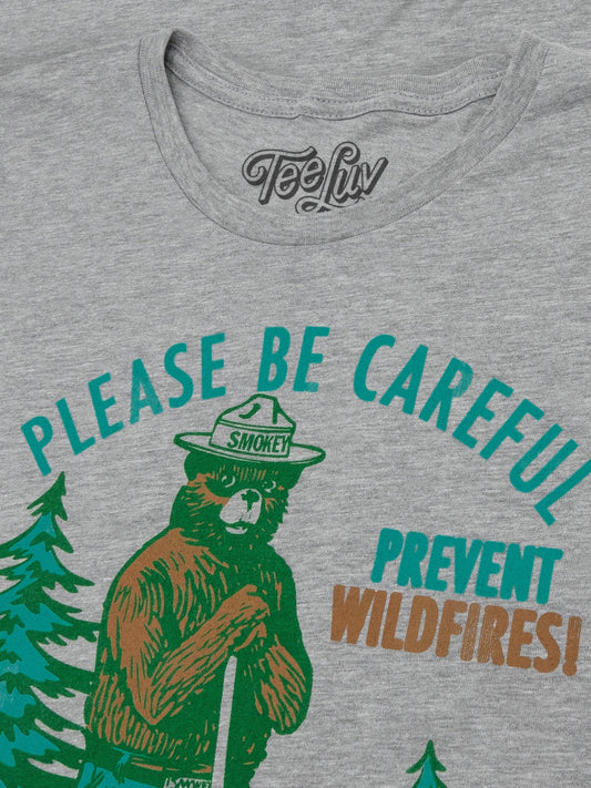 Smokey Bear Please Be Careful Prevent Wildfires Women's Scoopneck T-Shirt - Gray