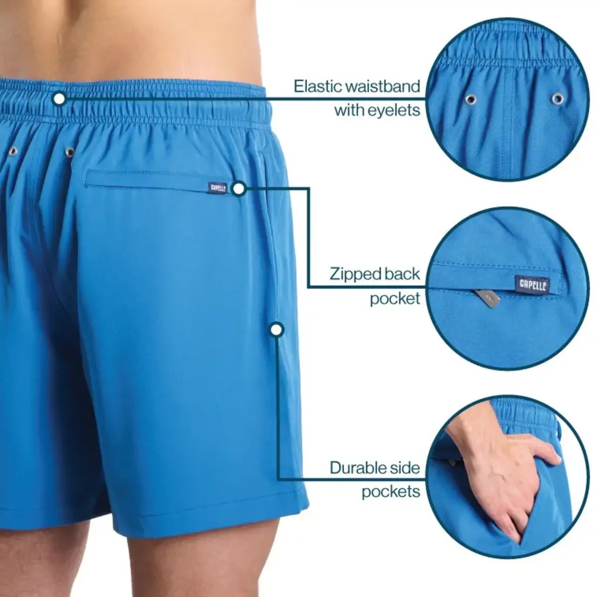 Men’s Premium Compression-Lined Hybrid Shorts – Line Rush-Ocean and Sol