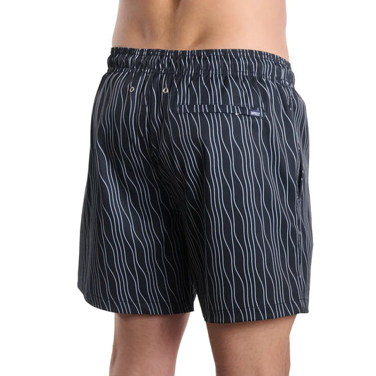Men’s Premium Compression-Lined Hybrid Shorts – Linear Drift-Storm and Fog
