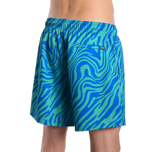 Men’s Premium Compression-Lined Hybrid Shorts – Tropical Swirl-Ocean and Palm