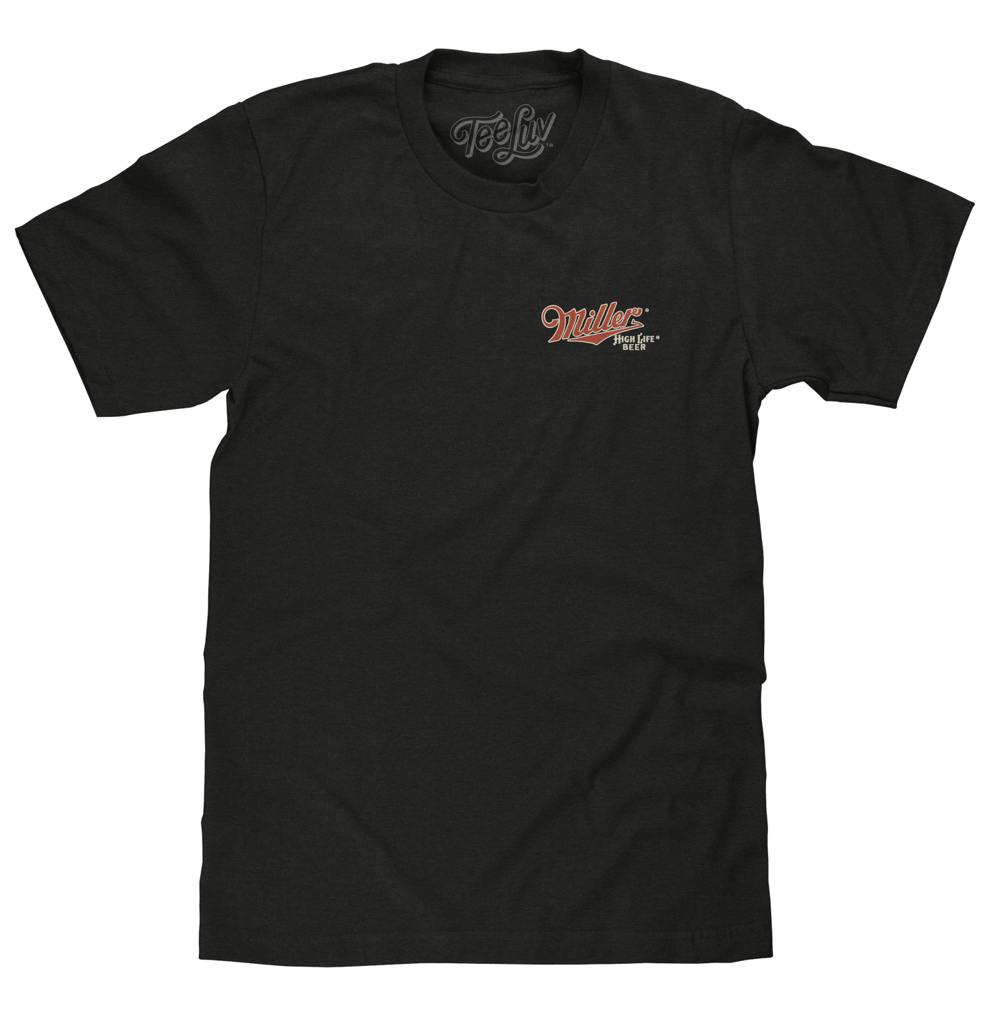 Miller High Life Girl in The Moon Beer Logo T-Shirt - Vintage Black
