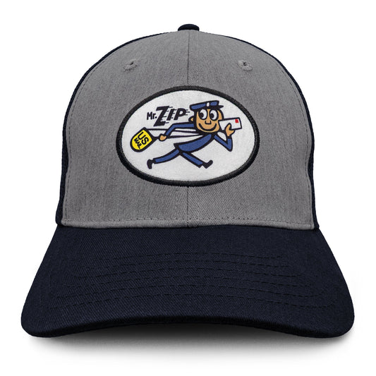 USPS Mr Zip Mesh Back Hat - Gray and Navy Blue