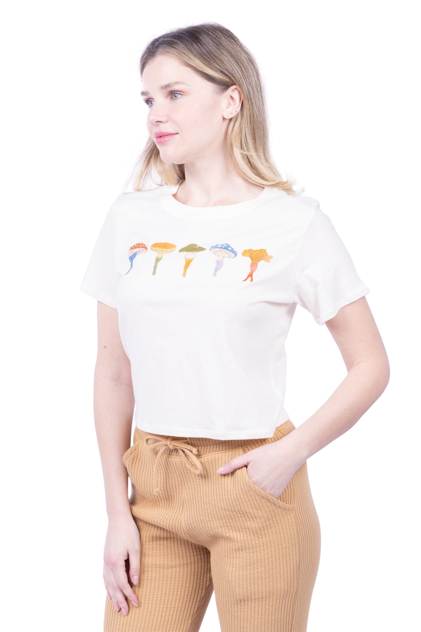 Cropped Everyday Organic Cotton Tee - Shrooms